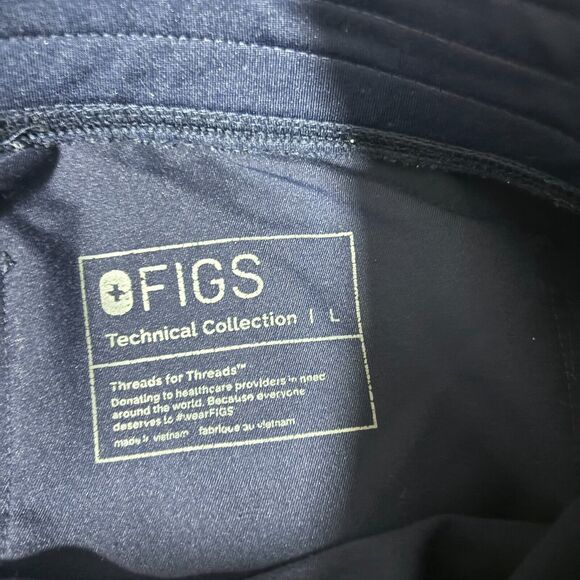 Figs Technical Collection Women's Scrubs Pants Blue Large Solid Logo Mid-Rise - Picture 4 of 8